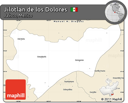 Classic Style Simple Map of Jilotlan De Los Dolores