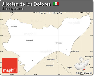Classic Style Simple Map of Jilotlan De Los Dolores