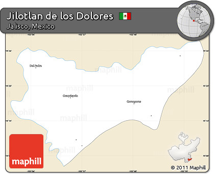 Classic Style Simple Map of Jilotlan De Los Dolores, single color outside