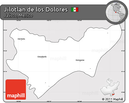 Silver Style Simple Map of Jilotlan De Los Dolores, cropped outside