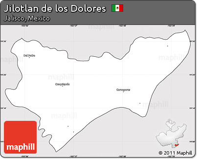 Silver Style Simple Map of Jilotlan De Los Dolores, cropped outside