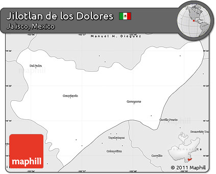 Silver Style Simple Map of Jilotlan De Los Dolores