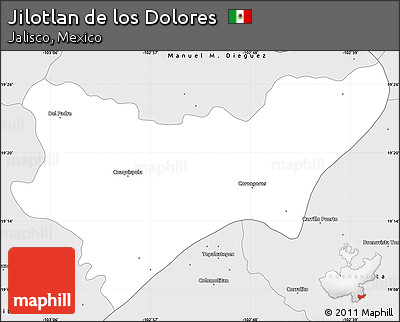 Silver Style Simple Map of Jilotlan De Los Dolores
