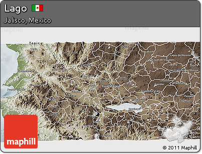Physical 3D Map of Lago, semi-desaturated