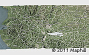 Satellite 3D Map of Lago, semi-desaturated