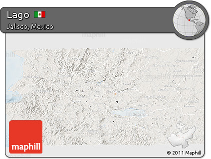 Shaded Relief 3D Map of Lago, lighten