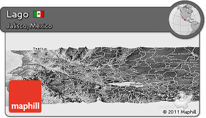 Physical Panoramic Map of Lago, desaturated