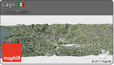 Satellite Panoramic Map of Lago, semi-desaturated
