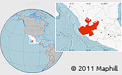 Gray Location Map of Jalisco, highlighted country, hill shading