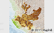 Physical Map of Jalisco, lighten