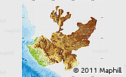 Physical Map of Jalisco, single color outside