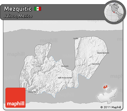 Gray 3D Map of Mezquitic, single color outside