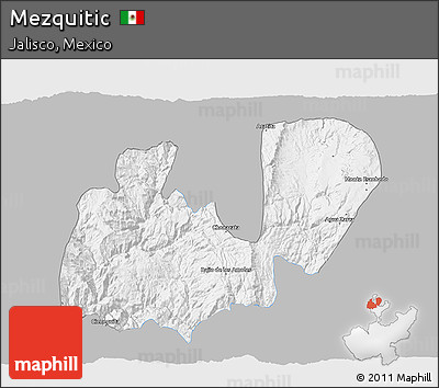 Gray 3D Map of Mezquitic, single color outside