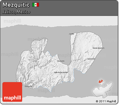Gray 3D Map of Mezquitic, single color outside