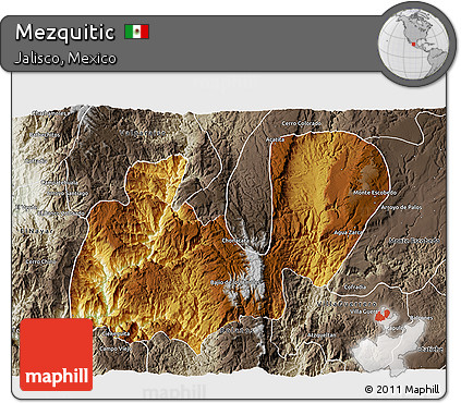 Physical 3D Map of Mezquitic, semi-desaturated