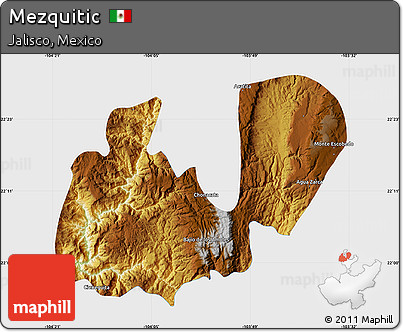 Physical Map of Mezquitic, single color outside
