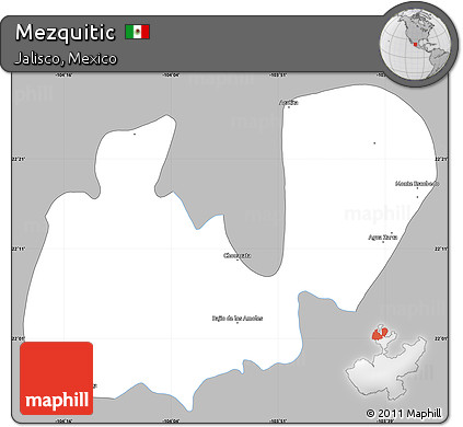Gray Simple Map of Mezquitic, single color outside