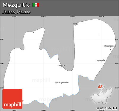 Gray Simple Map of Mezquitic, single color outside