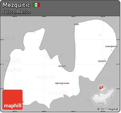 Gray Simple Map of Mezquitic, single color outside