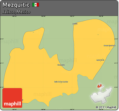 Savanna Style Simple Map of Mezquitic, single color outside