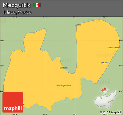 Savanna Style Simple Map of Mezquitic, single color outside