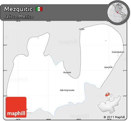 Silver Style Simple Map of Mezquitic, single color outside