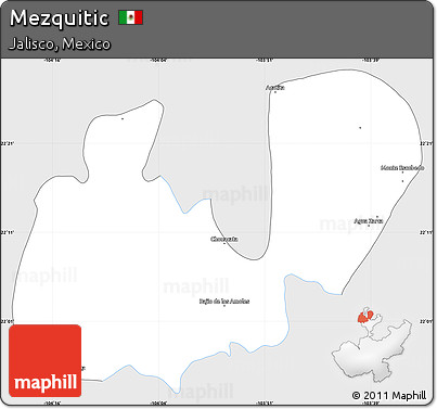 Silver Style Simple Map of Mezquitic, single color outside