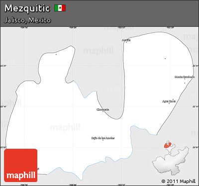 Silver Style Simple Map of Mezquitic, single color outside