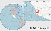 Gray Location Map of Mixtlan, highlighted country, hill shading