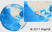 Shaded Relief Location Map of Mixtlan, within the entire country