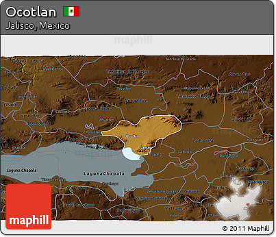 Physical 3D Map of Ocotlan, darken