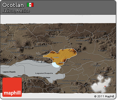 Physical 3D Map of Ocotlan, darken, semi-desaturated