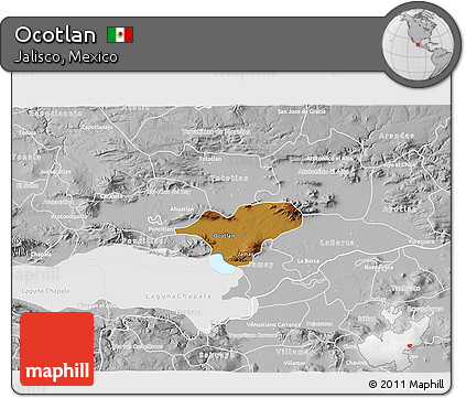 Physical 3D Map of Ocotlan, lighten, desaturated