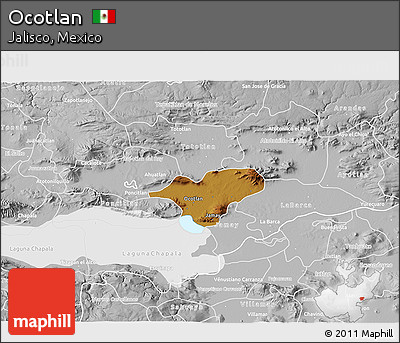 Physical 3D Map of Ocotlan, lighten, desaturated
