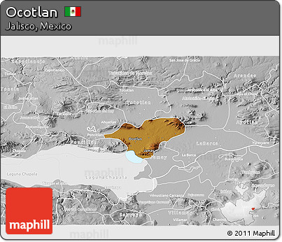 Physical 3D Map of Ocotlan, lighten, desaturated