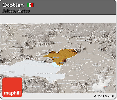Physical 3D Map of Ocotlan, lighten, semi-desaturated