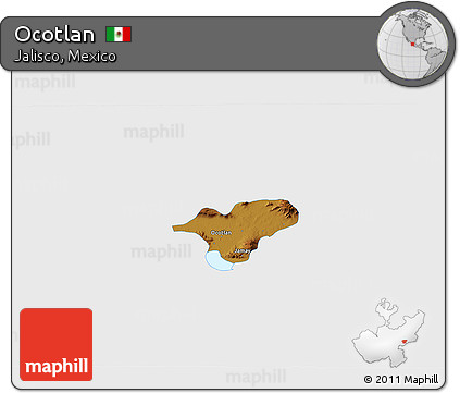 Physical 3D Map of Ocotlan, single color outside