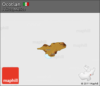Physical 3D Map of Ocotlan, single color outside