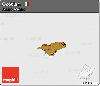 Physical 3D Map of Ocotlan, single color outside