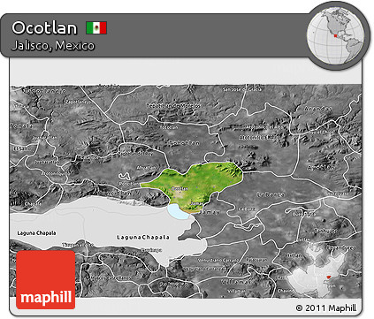 Satellite 3D Map of Ocotlan, desaturated
