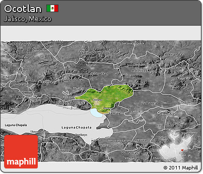 Satellite 3D Map of Ocotlan, desaturated