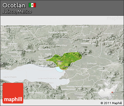 Satellite 3D Map of Ocotlan, lighten, semi-desaturated
