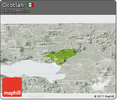 Satellite 3D Map of Ocotlan, lighten, semi-desaturated