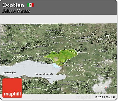 Satellite 3D Map of Ocotlan, semi-desaturated