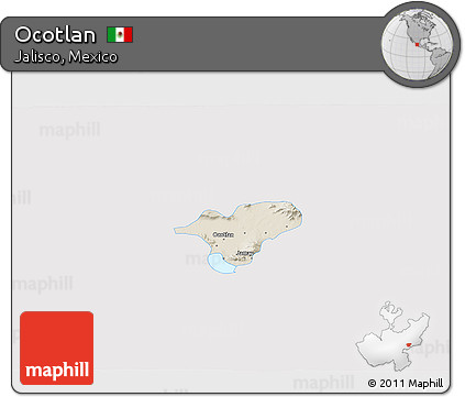 Shaded Relief 3D Map of Ocotlan, single color outside