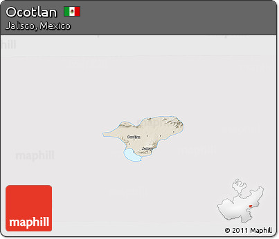 Shaded Relief 3D Map of Ocotlan, single color outside