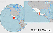 Gray Location Map of Ocotlan, highlighted country, highlighted parent region, within the entire country, hill shading