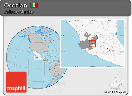 Gray Location Map of Ocotlan, highlighted country, highlighted parent region