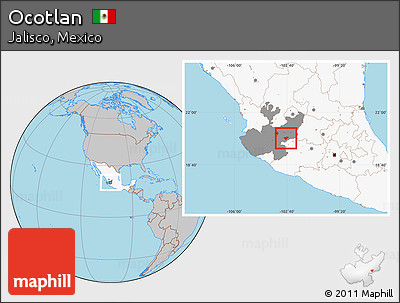Gray Location Map of Ocotlan, highlighted country, highlighted parent region