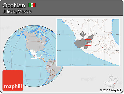 Gray Location Map of Ocotlan, highlighted country, highlighted parent region